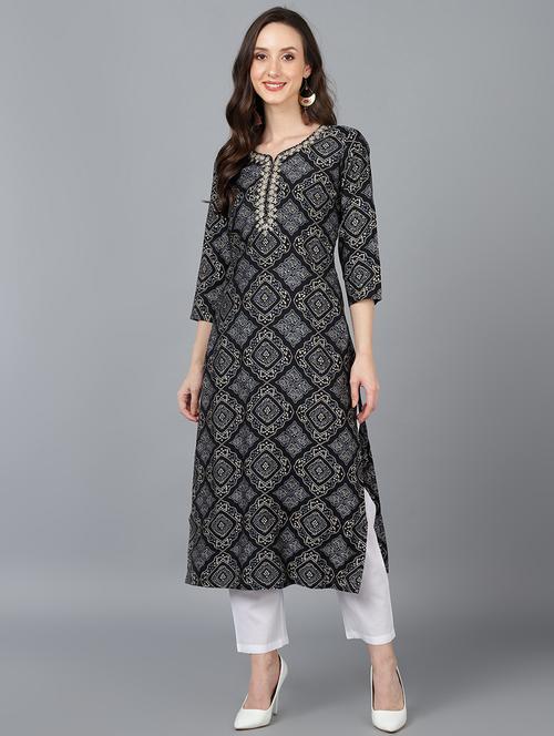 women's straight kurta - 19348478 - Very Small Image - 1