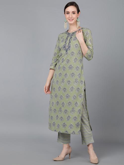 round neck printed straight kurta - 19348494 - Very Small Image - 1