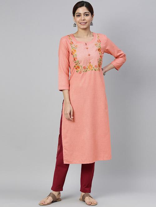 embroidered  straight kurta - 19348989 - Very Small Image - 1