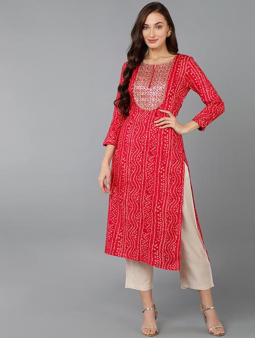 printed straight kurta - 19349053 - Very Small Image - 1