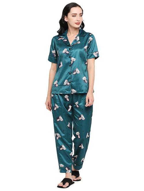 women printed night suit set - 19349761 - Very Small Image - 1