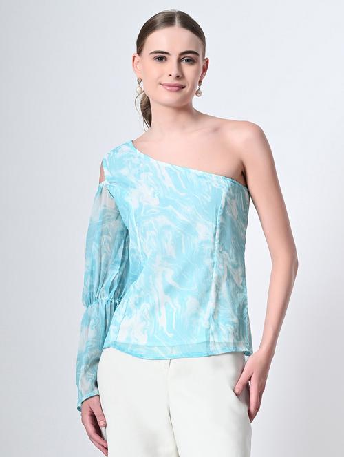 women light blue one shoulder top - 19349977 - Very Small Image - 1