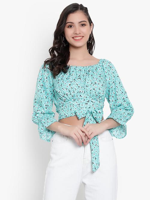 women's crop square neck top - 19350262 - Very Small Image - 1