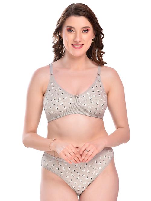 grey cotton bras and panty set - 19350813 - Very Small Image - 1
