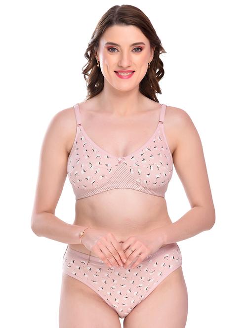 pink cotton bras and panty set - 19350814 - Very Small Image - 1