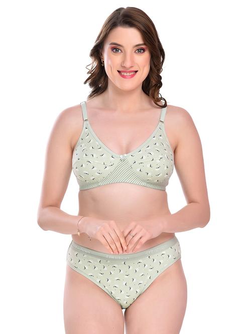 green cotton bras and panty set - 19350815 - Very Small Image - 1