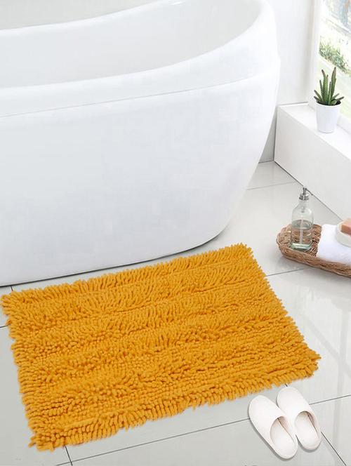 saral home cotton shaggy mat (yellow,40x60 cm) - 19351588 - Very Small Image - 1