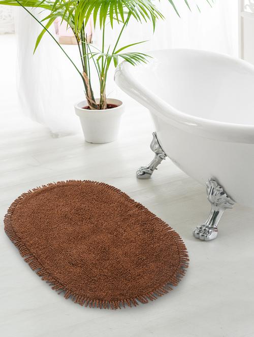 saral home brown shaggy anti-skid bathmat - 50x75 cm - 19351722 - Very Small Image - 1