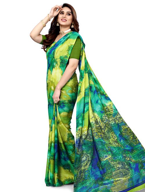 printed saree with blouse - 19351792 - Very Small Image - 1