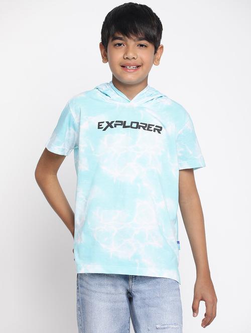 boys hooded front print t-shirt - 19352880 - Very Small Image - 1