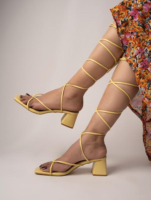 yellow synthetic gladiators sandals - 19354116 - Very Small Image - 1