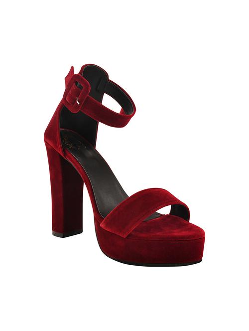 maroon suede ankle strap sandals - 19354120 - Very Small Image - 1