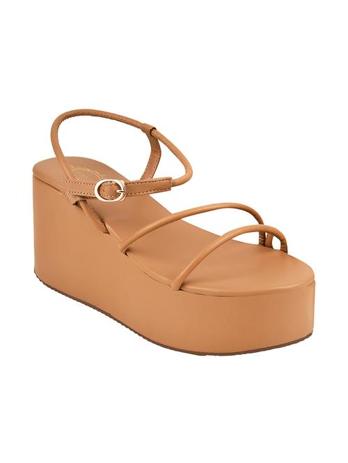 shoetopia multi straps casual tan flatforms for women & girls - 19354125 - Very Small Image - 1