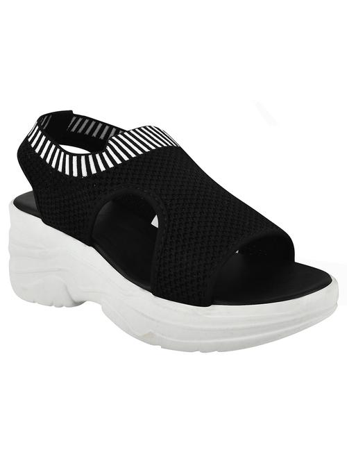 shoetopia lightweight comfortable daily wear & trendy flatforms black sandals for women & girls - 19354129 - Very Small Image - 1