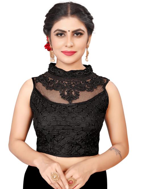 black self design regular blouse - 19355427 - Very Small Image - 1