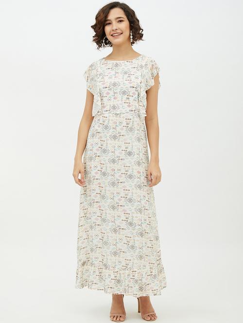 white georgette aline dress - 19371267 - Very Small Image - 1