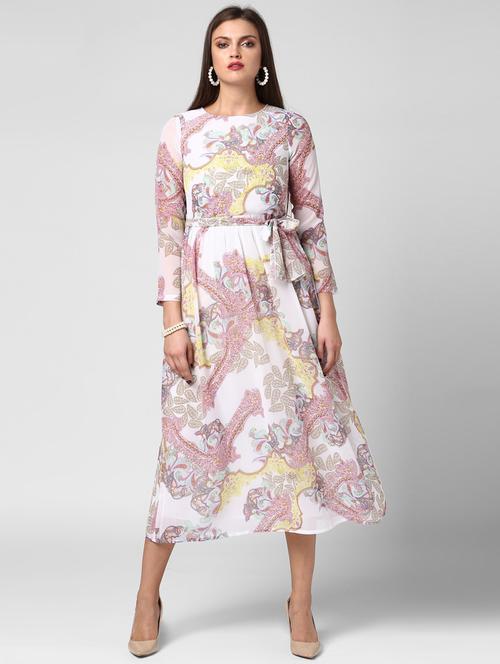 women's fit & flare self design dress - 19371323 - Very Small Image - 1