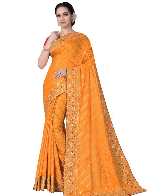 leheriya printed saree with blouse - 19371901 - Very Small Image - 1