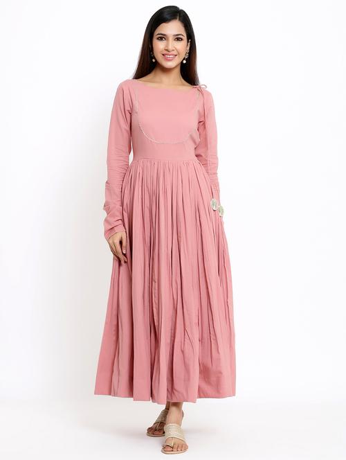 pink solid anarkali dress - 19382805 - Very Small Image - 1