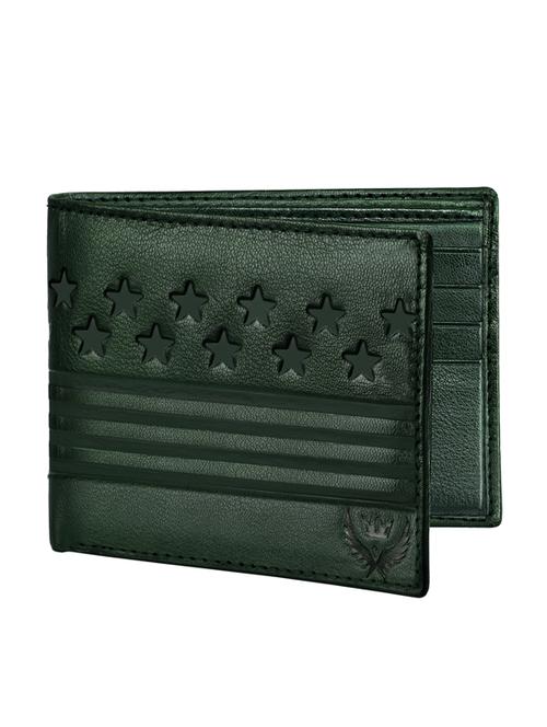Bottle Green Debossed Wallet - 19388621 - Very Small Image - 1