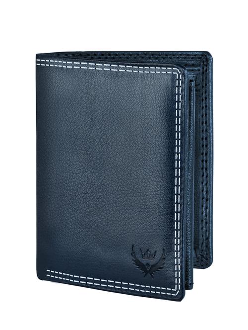 blue solid leather with stitch details wallet  - 19388647 - Very Small Image - 1