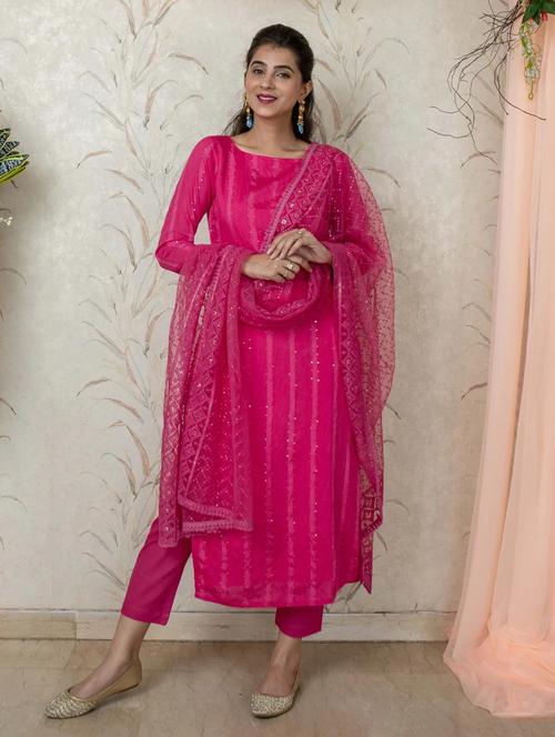 pink semi-stitched suit - 19390118 - Very Small Image - 1