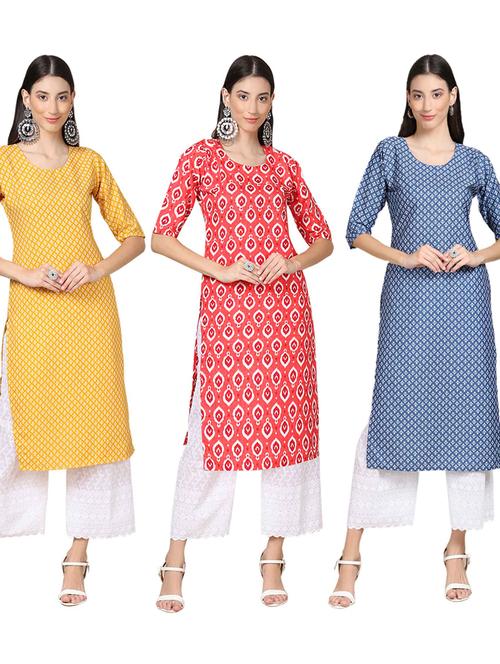 pack of 3 multi colour kurtas - 19399715 - Very Small Image - 1