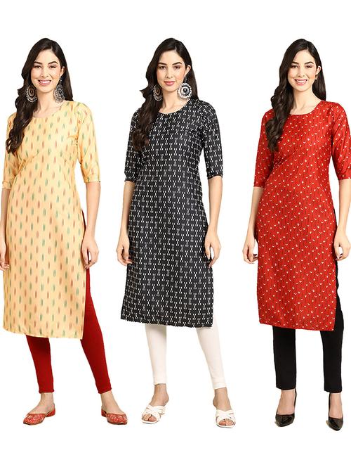 pack of 3 straight kurta - 19400009 - Very Small Image - 1