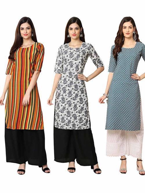pack of 3 straight kurta - 19400101 - Very Small Image - 1