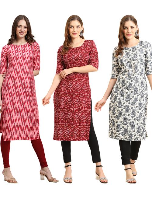 pack of 3 printed straight kurta - 19401964 - Very Small Image - 1