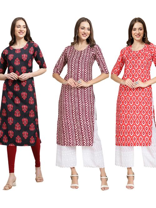pack of 3 printed straight kurta - 19402136 - Very Small Image - 1