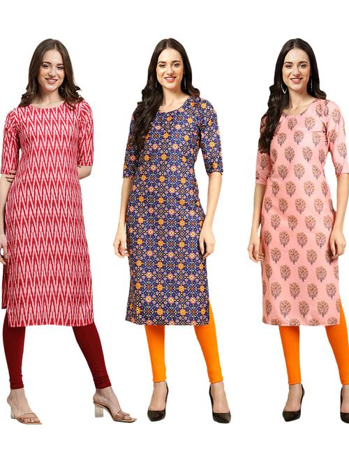 pack of 3 printed straight kurta - 19402585 - Very Small Image - 1