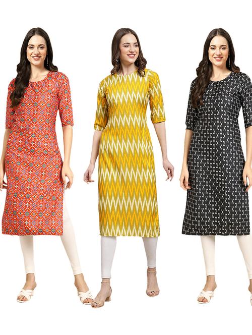 pack of 3 printed straight kurta - 19402671 - Very Small Image - 1