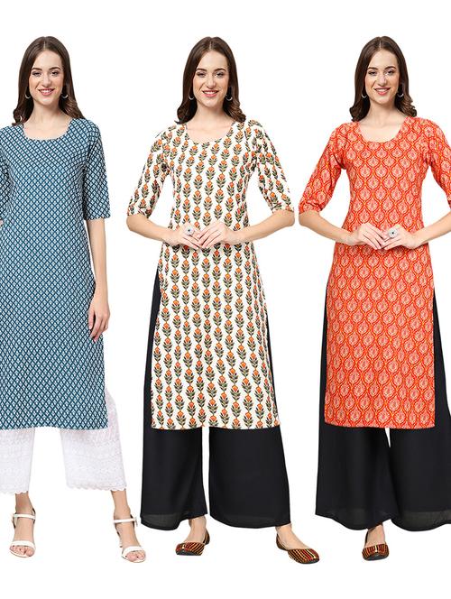 pack of 3 multi colored straight kurta - 19402872 - Very Small Image - 1