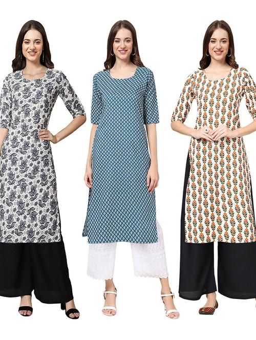 pack of 3 multi colored straight kurta - 19402896 - Very Small Image - 1