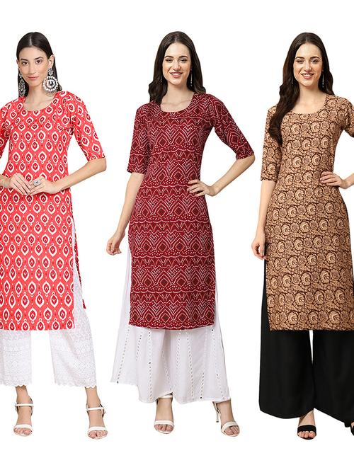 pack of 3 printed straight kurta - 19403775 - Very Small Image - 1