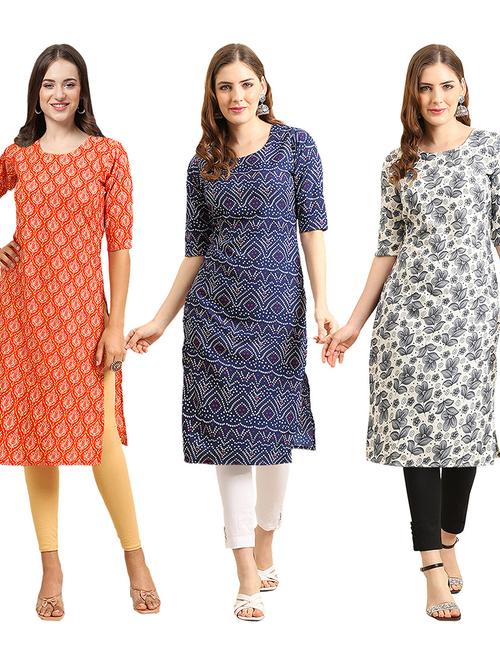 pack of 3 printed straight kurta - 19404160 - Very Small Image - 1