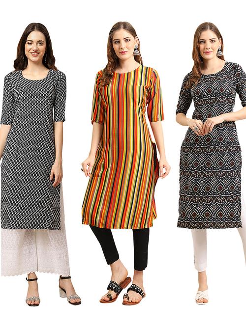 pack of 3 printed straight kurta - 19404281 - Very Small Image - 1