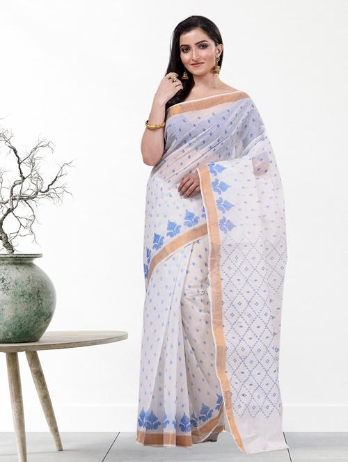 women's self design white colored saree - 19404651 - Very Small Image - 1