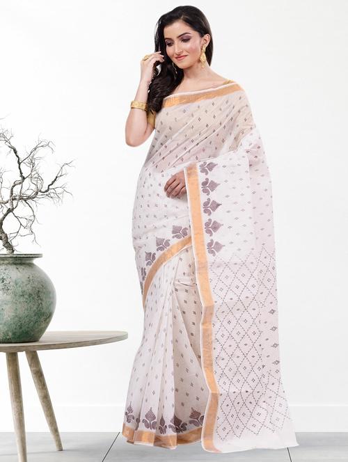 women's printed white colored saree - 19404653 - Very Small Image - 1