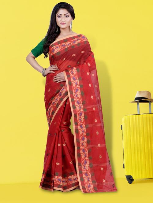 women's self design red colored saree - 19404677 - Very Small Image - 1