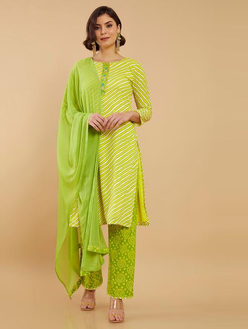 yellow printed unstitched salwar suit  - 19405822 - Very Small Image - 1