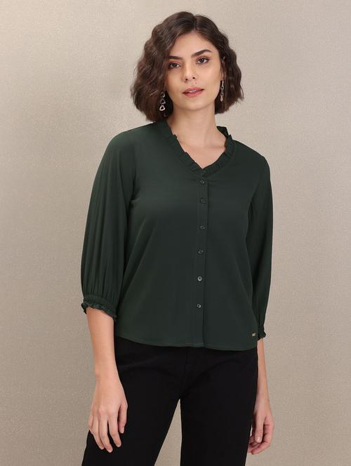 v-neck solid regular top - 19406679 - Very Small Image - 1