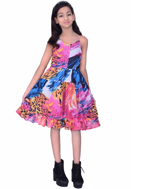 girls v neck short sleeves frock - 19406882 - Very Small Image - 1