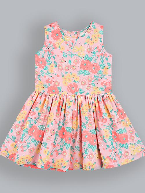 girls round neck short sleeves frock - 19406888 - Very Small Image - 1