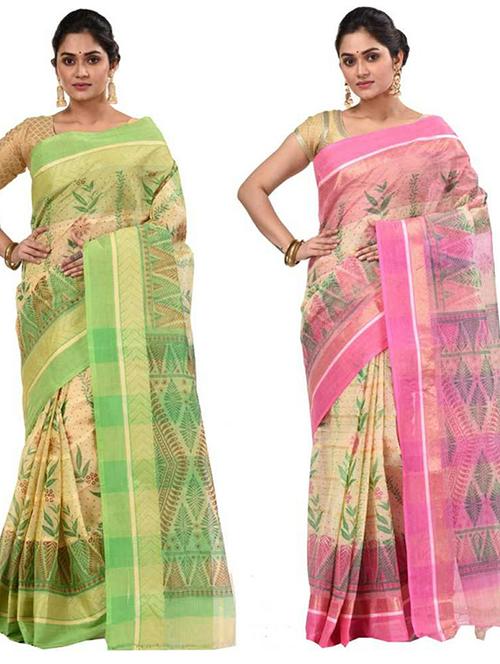 women pack of 2 casual wear combo sarees - 19407040 - Very Small Image - 1