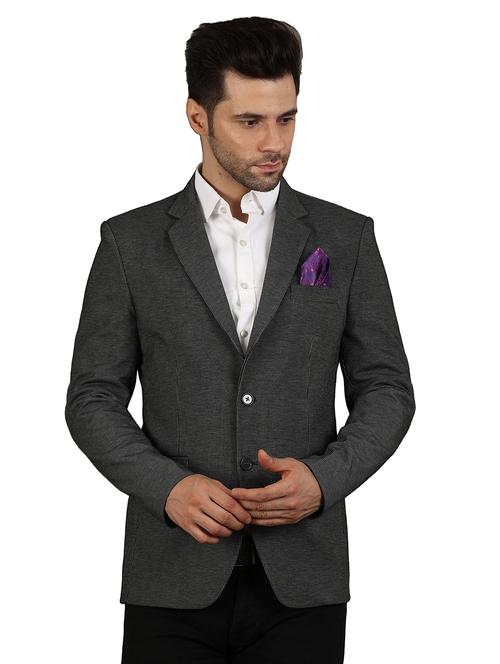 men notched collar single breasted casual blazer - 19408111 - Very Small Image - 1