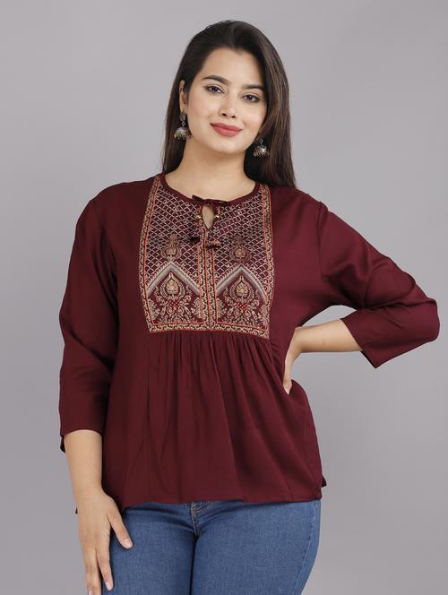 neck printed a-line top - 19408200 - Very Small Image - 1