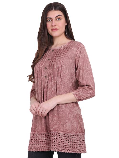 women mauve solid regular fit a-line tunic - 19408231 - Very Small Image - 1