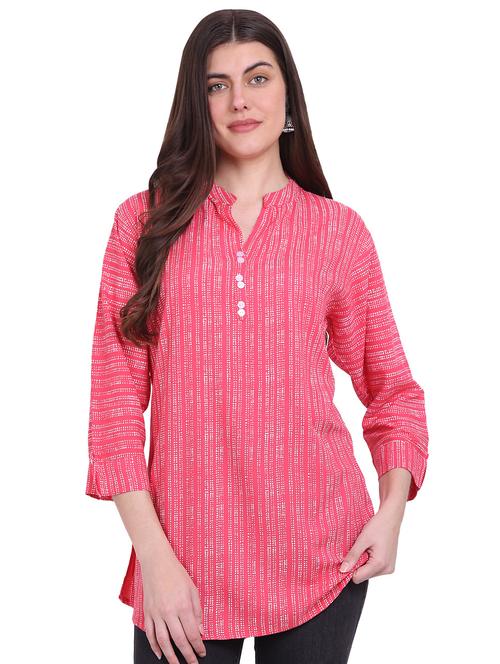 pink rayon regular tunic - 19408241 - Very Small Image - 1